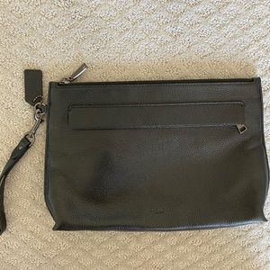 Coach Black Pebbled Leather Zip Pouch